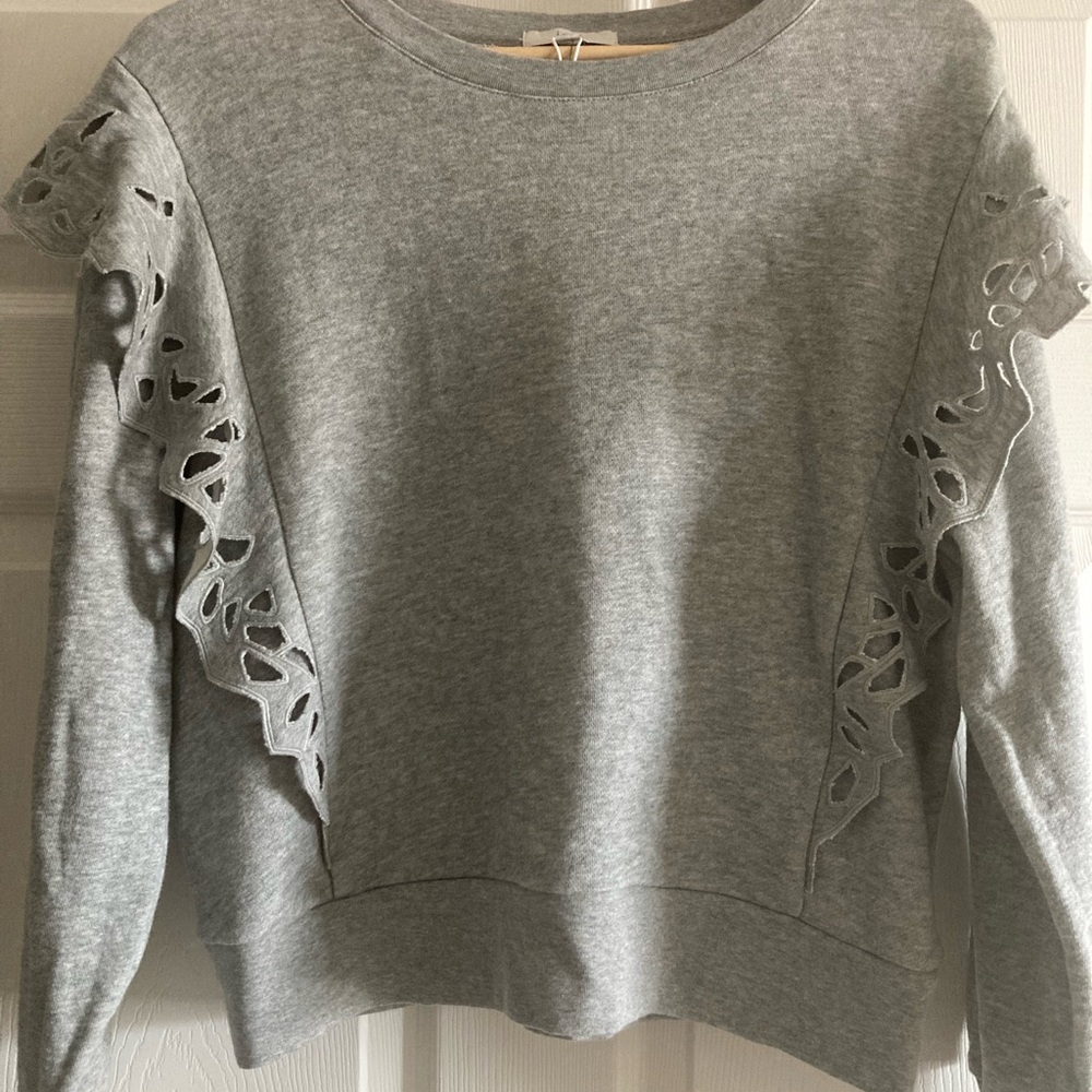 Joie Heather Grey Top with Ruffle Sleeves